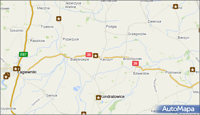 mapa Karczyn gmina Kondratowice, Karczyn gmina Kondratowice na mapie Targeo