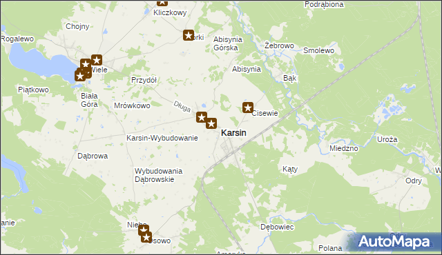 mapa Karsin powiat kościerski, Karsin powiat kościerski na mapie Targeo