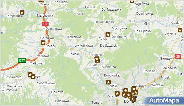mapa Kasinka Mała, Kasinka Mała na mapie Targeo