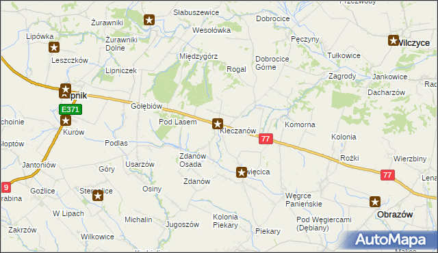mapa Kleczanów, Kleczanów na mapie Targeo