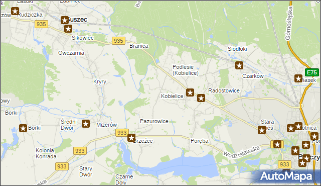 mapa Kobielice gmina Suszec, Kobielice gmina Suszec na mapie Targeo