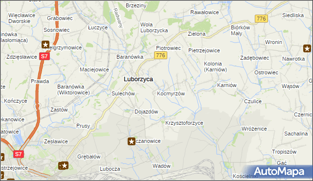 mapa Kocmyrzów, Kocmyrzów na mapie Targeo