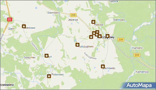 mapa Kołczygłówki, Kołczygłówki na mapie Targeo