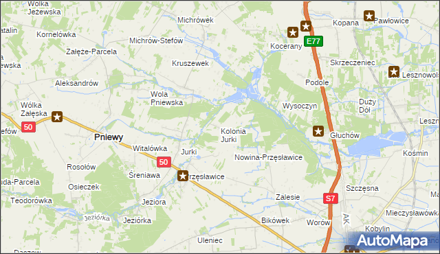 mapa Kolonia Jurki, Kolonia Jurki na mapie Targeo