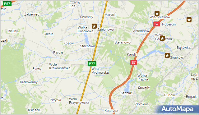 mapa Kolonia Mrokowska, Kolonia Mrokowska na mapie Targeo