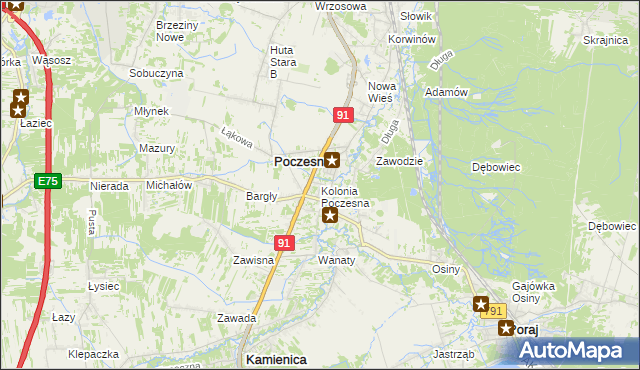 mapa Kolonia Poczesna, Kolonia Poczesna na mapie Targeo