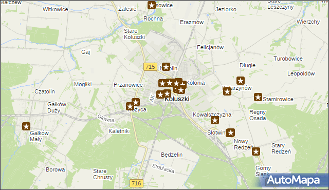 mapa Koluszki, Koluszki na mapie Targeo