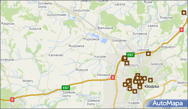mapa Korytów gmina Kłodzko, Korytów gmina Kłodzko na mapie Targeo