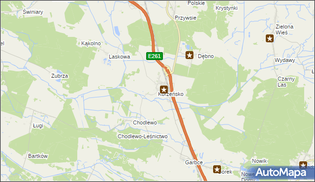 mapa Korzeńsko, Korzeńsko na mapie Targeo