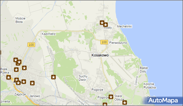 mapa Kosakowo powiat pucki, Kosakowo powiat pucki na mapie Targeo