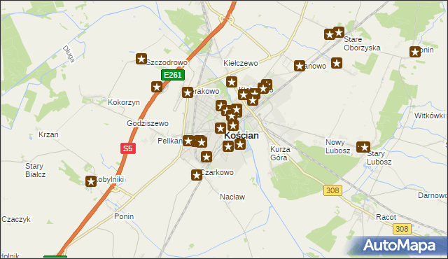 mapa Kościan, Kościan na mapie Targeo