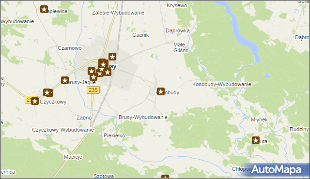 mapa Kosobudy gmina Brusy, Kosobudy gmina Brusy na mapie Targeo