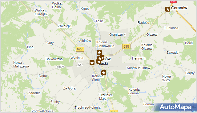 mapa Kosów Lacki, Kosów Lacki na mapie Targeo