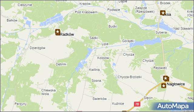 mapa Kossów, Kossów na mapie Targeo