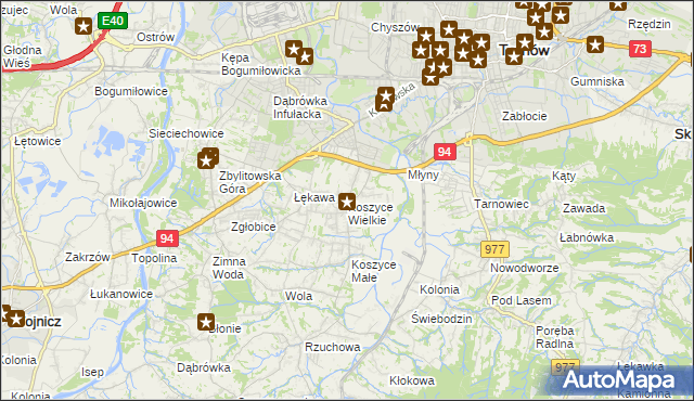 mapa Koszyce Wielkie, Koszyce Wielkie na mapie Targeo