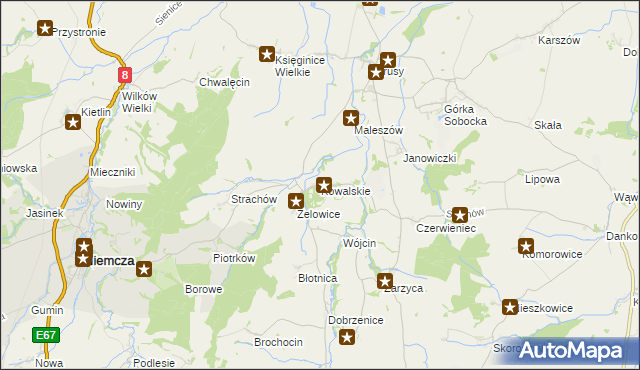 mapa Kowalskie gmina Kondratowice, Kowalskie gmina Kondratowice na mapie Targeo