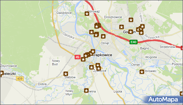 mapa Krapkowice, Krapkowice na mapie Targeo