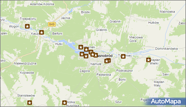 mapa Krasnobród, Krasnobród na mapie Targeo