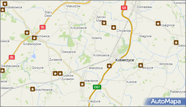mapa Królikowice gmina Kobierzyce, Królikowice gmina Kobierzyce na mapie Targeo