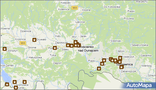 mapa Krościenko nad Dunajcem, Krościenko nad Dunajcem na mapie Targeo