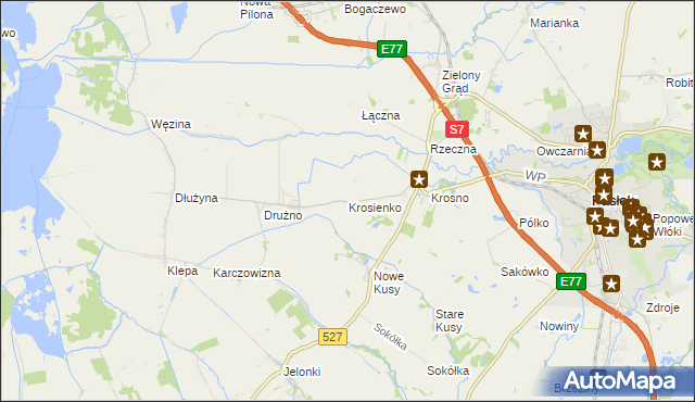 mapa Krosienko, Krosienko na mapie Targeo