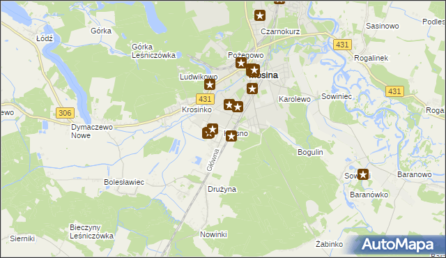 mapa Krosno gmina Mosina, Krosno gmina Mosina na mapie Targeo