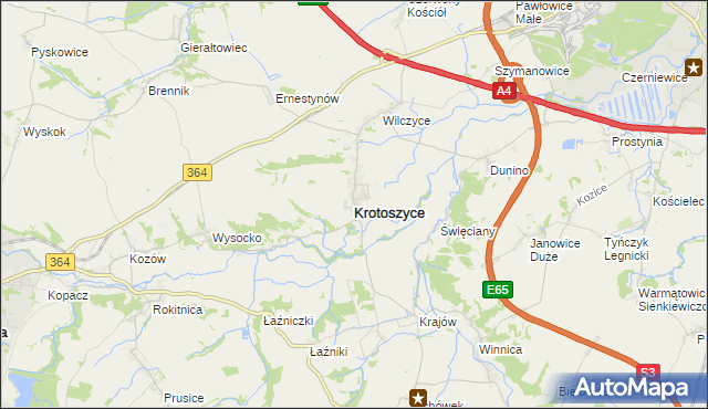 mapa Krotoszyce, Krotoszyce na mapie Targeo