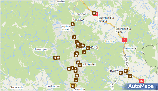 mapa Krynica-Zdrój, Krynica-Zdrój na mapie Targeo