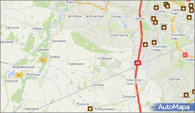 mapa Krzeptów, Krzeptów na mapie Targeo