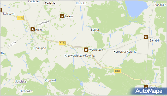 mapa Krzywowierzba, Krzywowierzba na mapie Targeo
