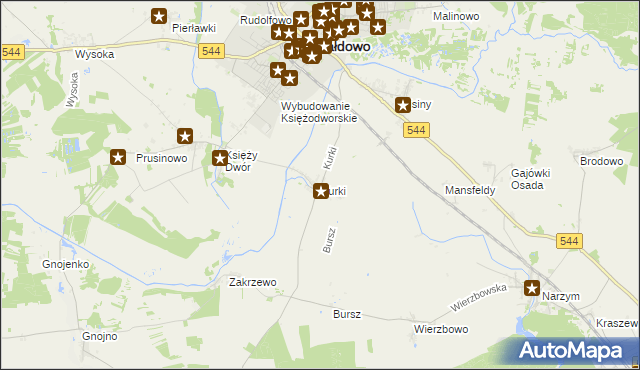 mapa Kurki gmina Działdowo, Kurki gmina Działdowo na mapie Targeo