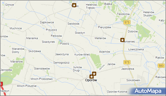 mapa Kurów-Parcel, Kurów-Parcel na mapie Targeo