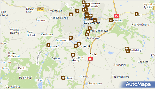 mapa Kurzętnik, Kurzętnik na mapie Targeo