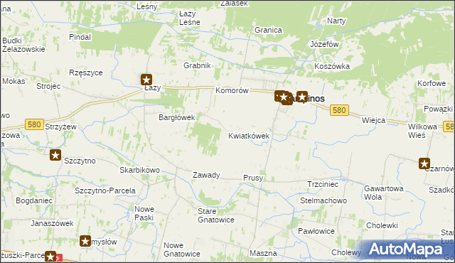 mapa Kwiatkówek gmina Kampinos, Kwiatkówek gmina Kampinos na mapie Targeo