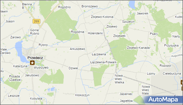 mapa Łączewna gmina Przedecz, Łączewna gmina Przedecz na mapie Targeo