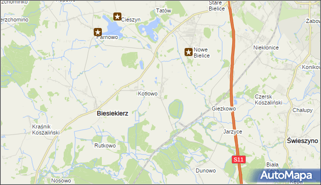 mapa Laski Koszalińskie, Laski Koszalińskie na mapie Targeo