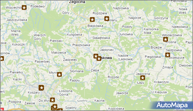mapa Laskowa powiat limanowski, Laskowa powiat limanowski na mapie Targeo