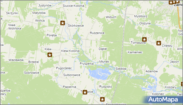 mapa Ławki gmina Żarnów, Ławki gmina Żarnów na mapie Targeo