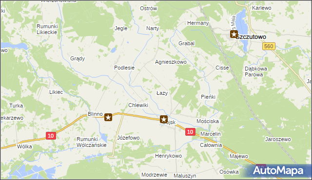 mapa Łazy gmina Szczutowo, Łazy gmina Szczutowo na mapie Targeo