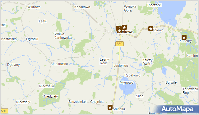 mapa Leśny Rów, Leśny Rów na mapie Targeo