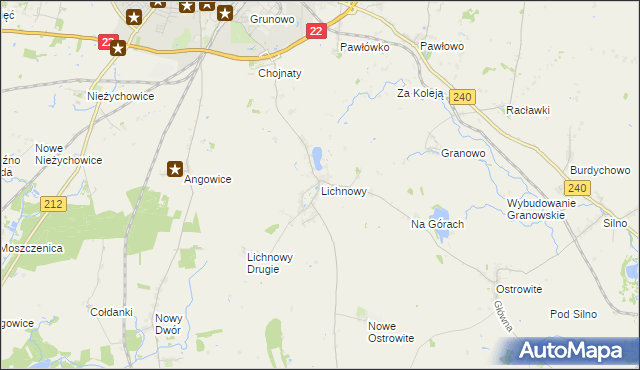 mapa Lichnowy gmina Chojnice, Lichnowy gmina Chojnice na mapie Targeo