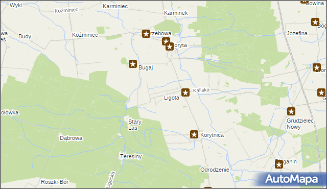 mapa Ligota gmina Raszków, Ligota gmina Raszków na mapie Targeo