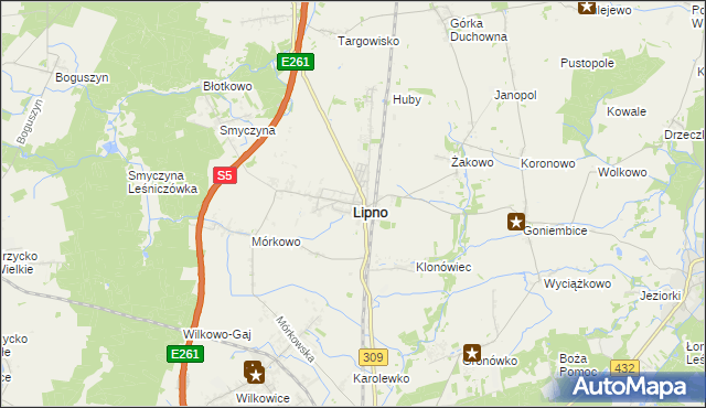 mapa Lipno powiat leszczyński, Lipno powiat leszczyński na mapie Targeo