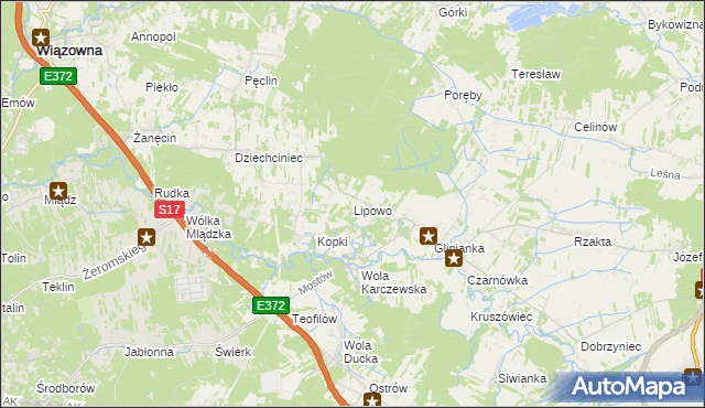 mapa Lipowo gmina Wiązowna, Lipowo gmina Wiązowna na mapie Targeo