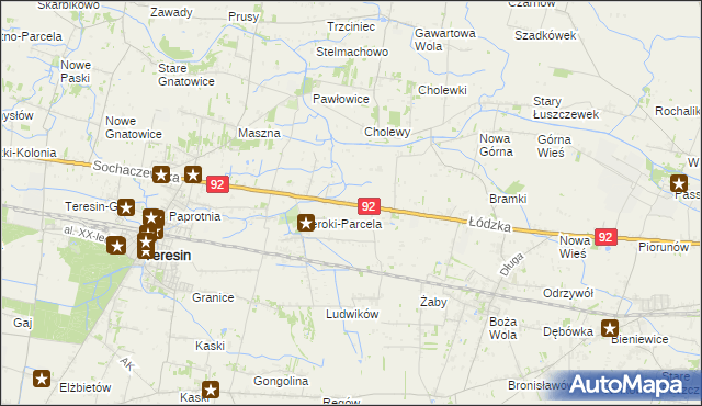 mapa Lisice gmina Teresin, Lisice gmina Teresin na mapie Targeo