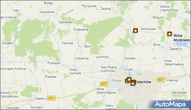 mapa Łomnica gmina Żelechów, Łomnica gmina Żelechów na mapie Targeo