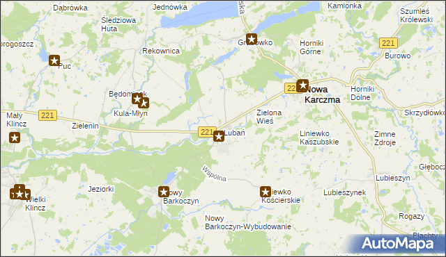 mapa Lubań gmina Nowa Karczma, Lubań gmina Nowa Karczma na mapie Targeo