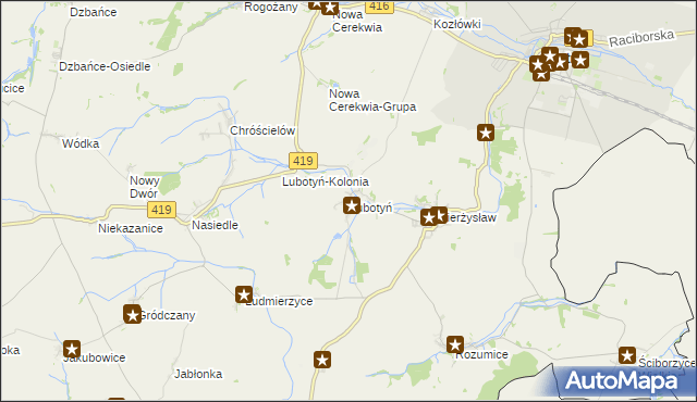 mapa Lubotyń gmina Kietrz, Lubotyń gmina Kietrz na mapie Targeo