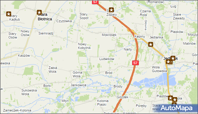 mapa Ludwików gmina Jedlińsk, Ludwików gmina Jedlińsk na mapie Targeo