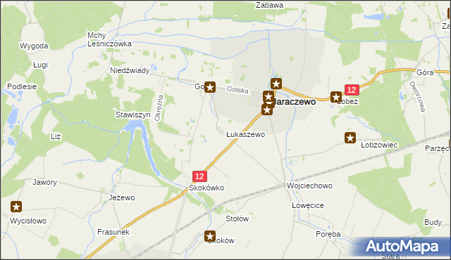 mapa Łukaszewo gmina Jaraczewo, Łukaszewo gmina Jaraczewo na mapie Targeo